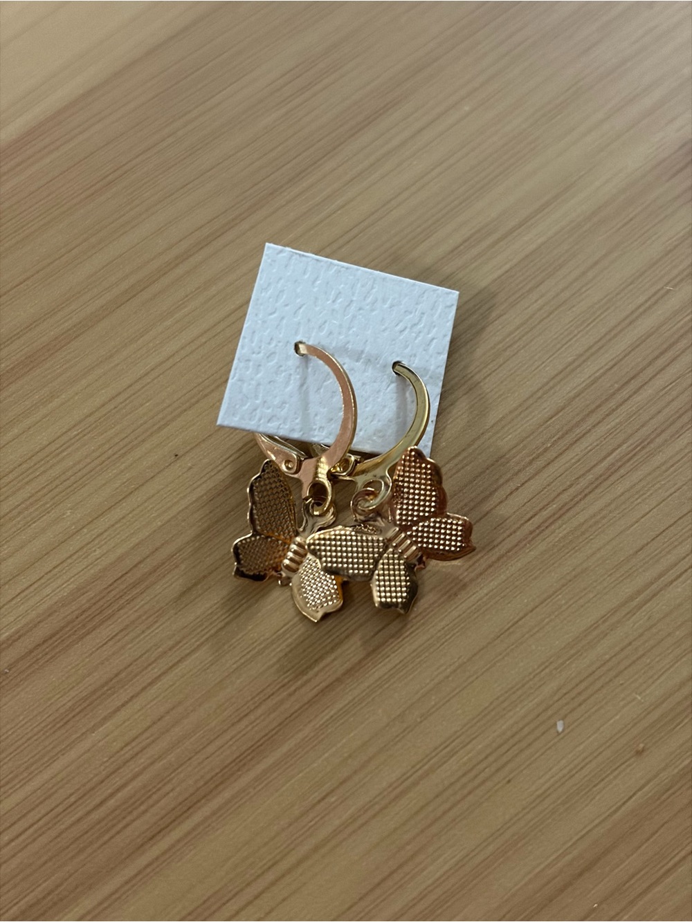 Textured Gold Butterfly Hoop Earrings for Women